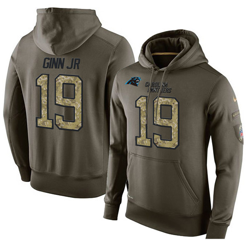 NFL Nike Carolina Panthers #19 Ted Ginn Jr Green Salute To Service Men's Pullover Hoodie